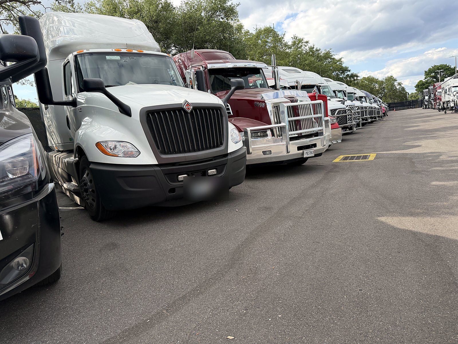 Semi tractors lined up